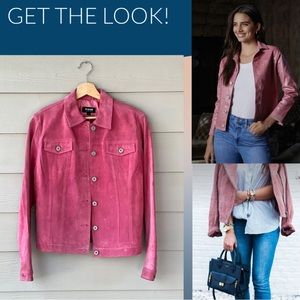 For Joseph Womens Jacket Suede Leather in Raspberry Pink size L